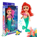 Kit 2 Bonecas Pequena Sereia Infantil Cauda Iluminada Brinquedo Interativo Movimento Luz Presente Meninas Banho Colecionável