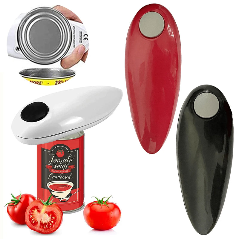 Abridor de lata elétrico/manual, abridor de garrafas automático, operado por bateria, um toque para mãos fracas para todos os tipos de frascos