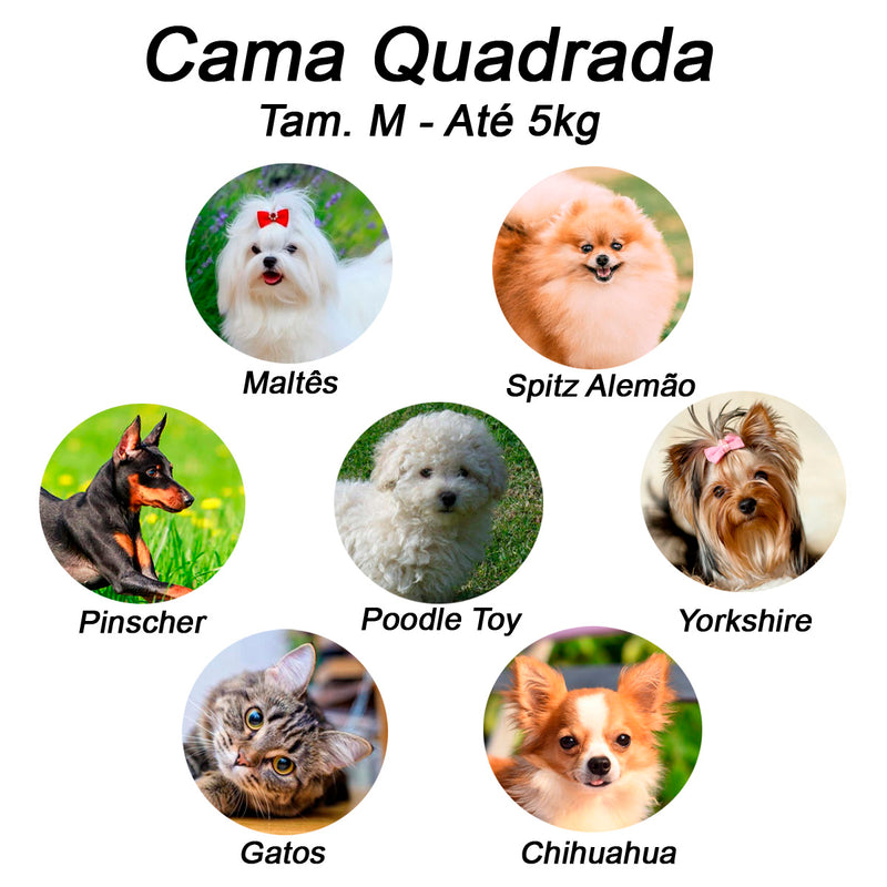 Cama Quadrada para Cachorro ou Gato Luppet Luxo Rosa Ossinho Tamanho:M
