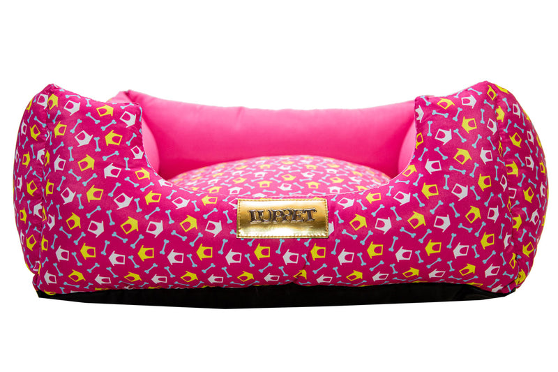 Cama Quadrada para Cachorro ou Gato Luppet Luxo Rosa Ossinho Tamanho:M