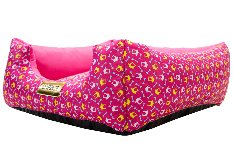 Cama Quadrada para Cachorro ou Gato Luppet Luxo Rosa Ossinho Tamanho:M