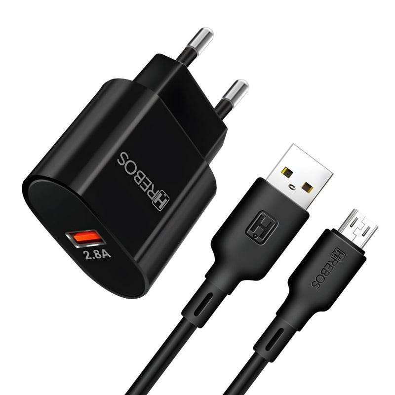 Carregador Completo Turbo 14W Micro USB V8 Hrebos HS-529V