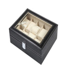 CAIXA MALETA PORTA RELOGIO ESTOJO ORGANIZADOR 10 RELOGIOS EM MADEIRA COURO COM V