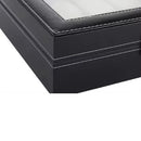 CAIXA MALETA PORTA RELOGIO ESTOJO ORGANIZADOR 10 RELOGIOS EM MADEIRA COURO COM V