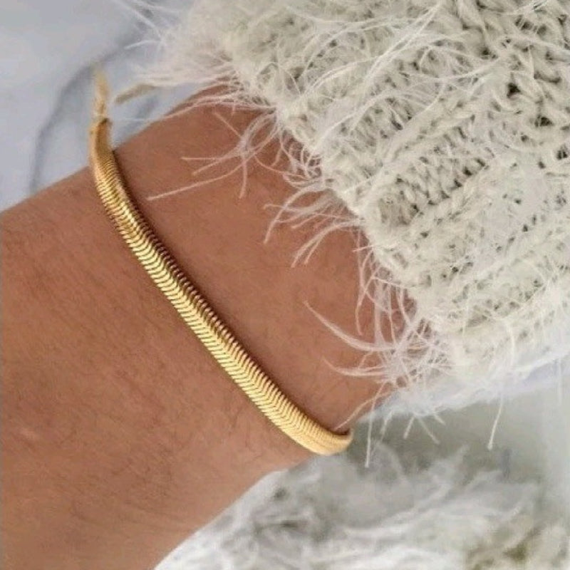 Pulseira Malha Italiana Femenina Bnhada a Ouro 18k Semi Joias