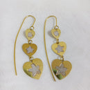 Brinco Longo Coraçao de luxo Banhada a Ouro 18k Semi Joias