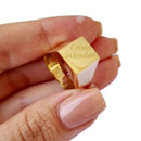 Anel Masculino Selo Quadrado Para Gravar Banhado Ouro 18k